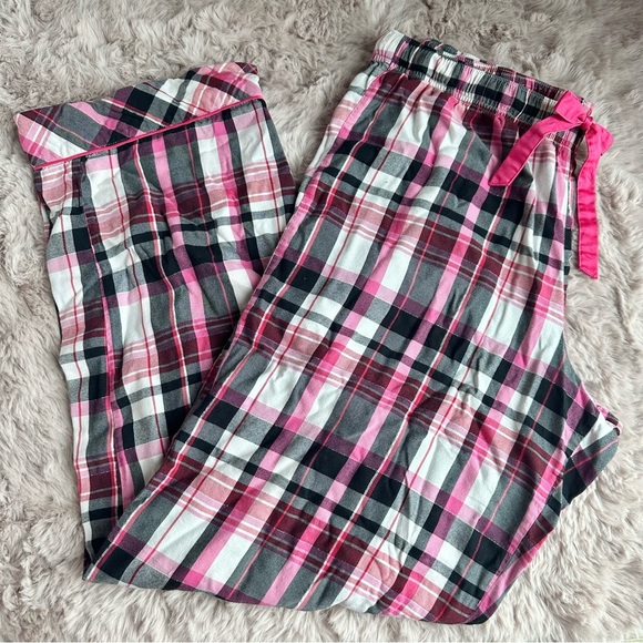 Victoria's Secret Other - Victoria's Secret Pink Label Plaid Silver Lining Wide Leg Pajama Pants